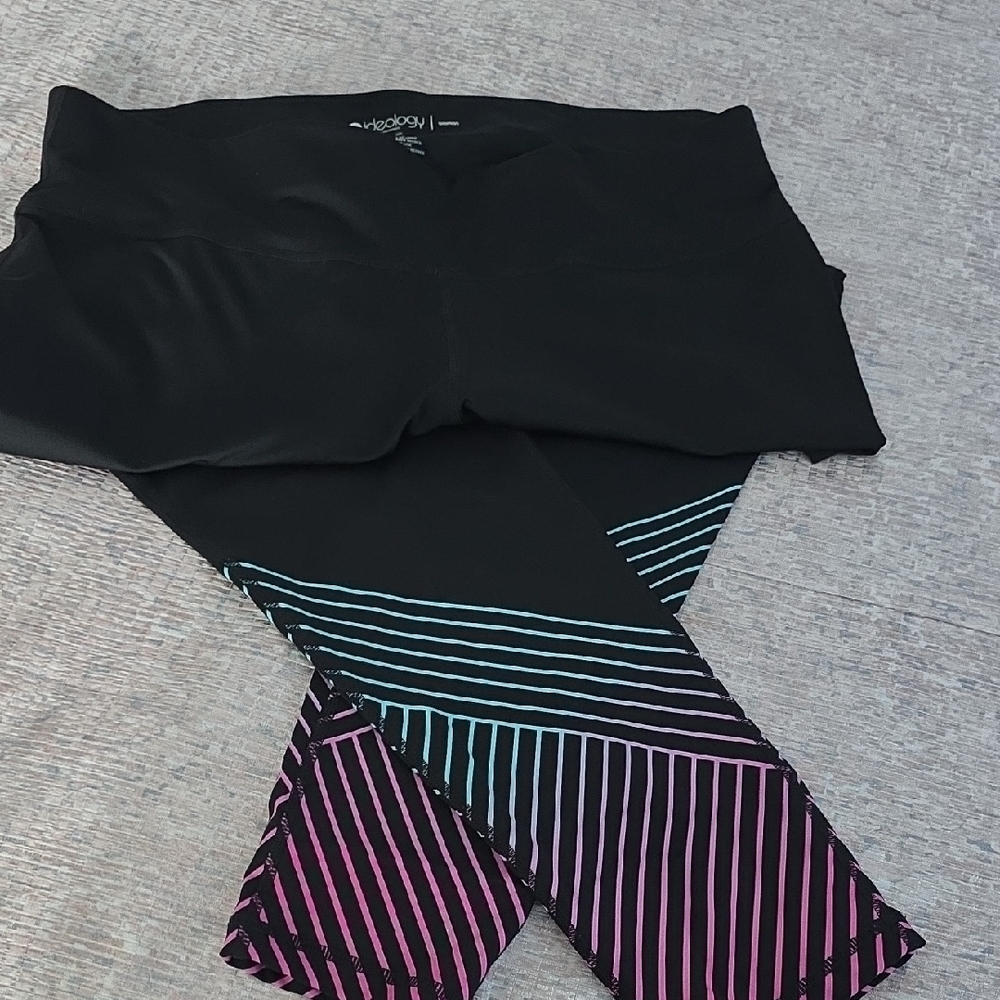 Ideology Black Leggings with Vibrant Stripes